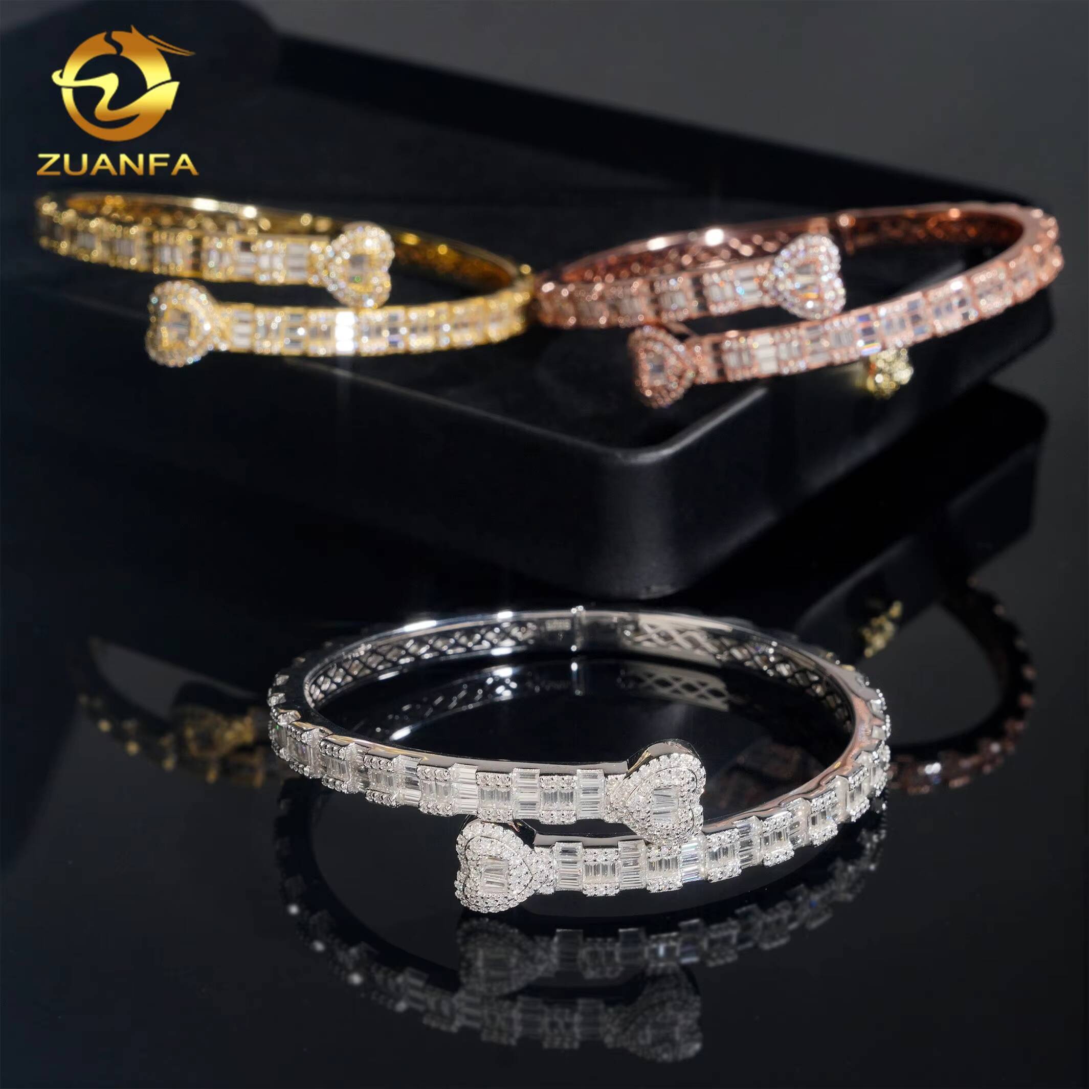 Baguette Diamond Bangle Sterling Silver 925 Iced Out Vvs Moissanite Hip Hop Bangles