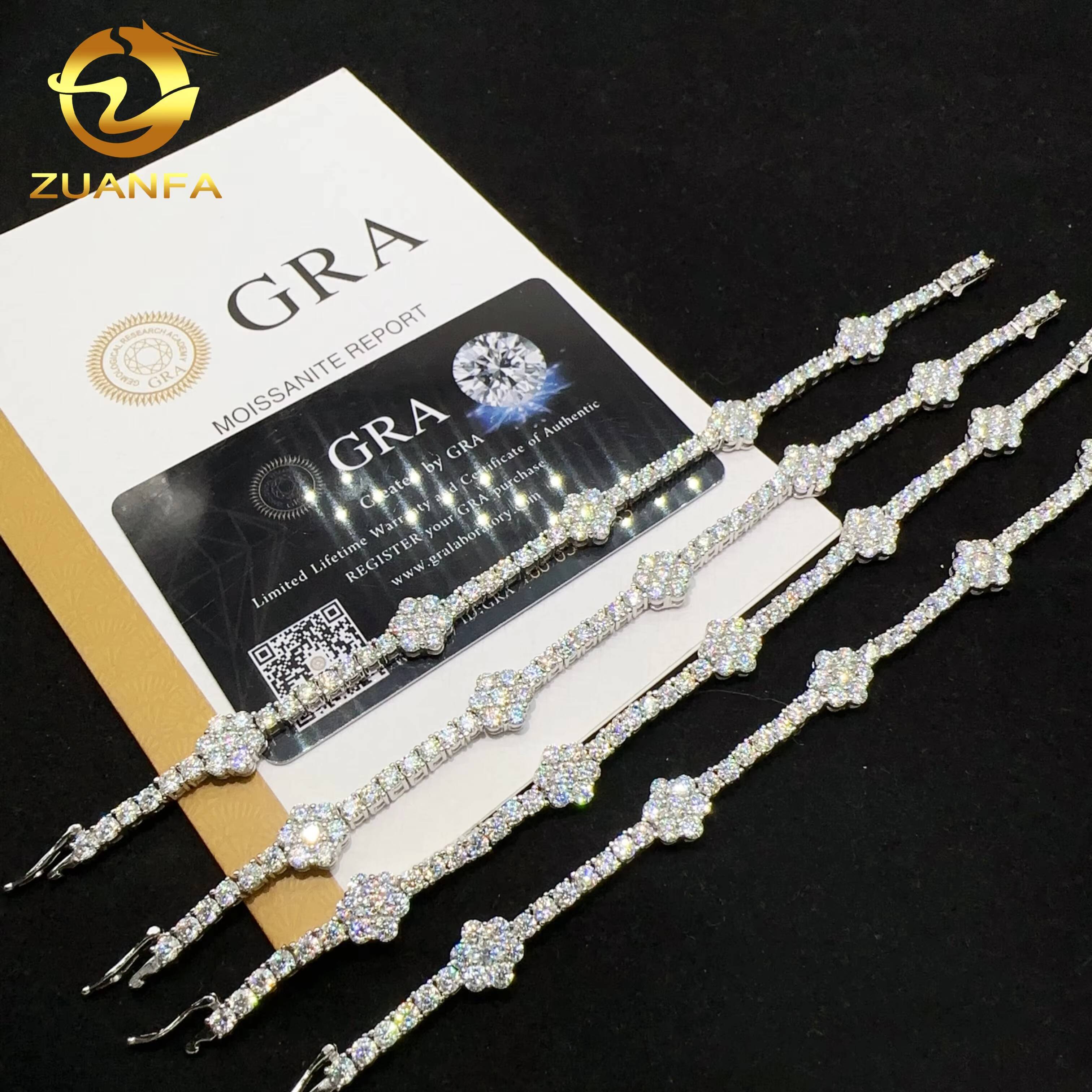 RTS Sterling Silver 925 Bracelet Vvs Moissanite Iced Out Hip Hop Lab Diamond Jewelry Tennis Chain Bracelet