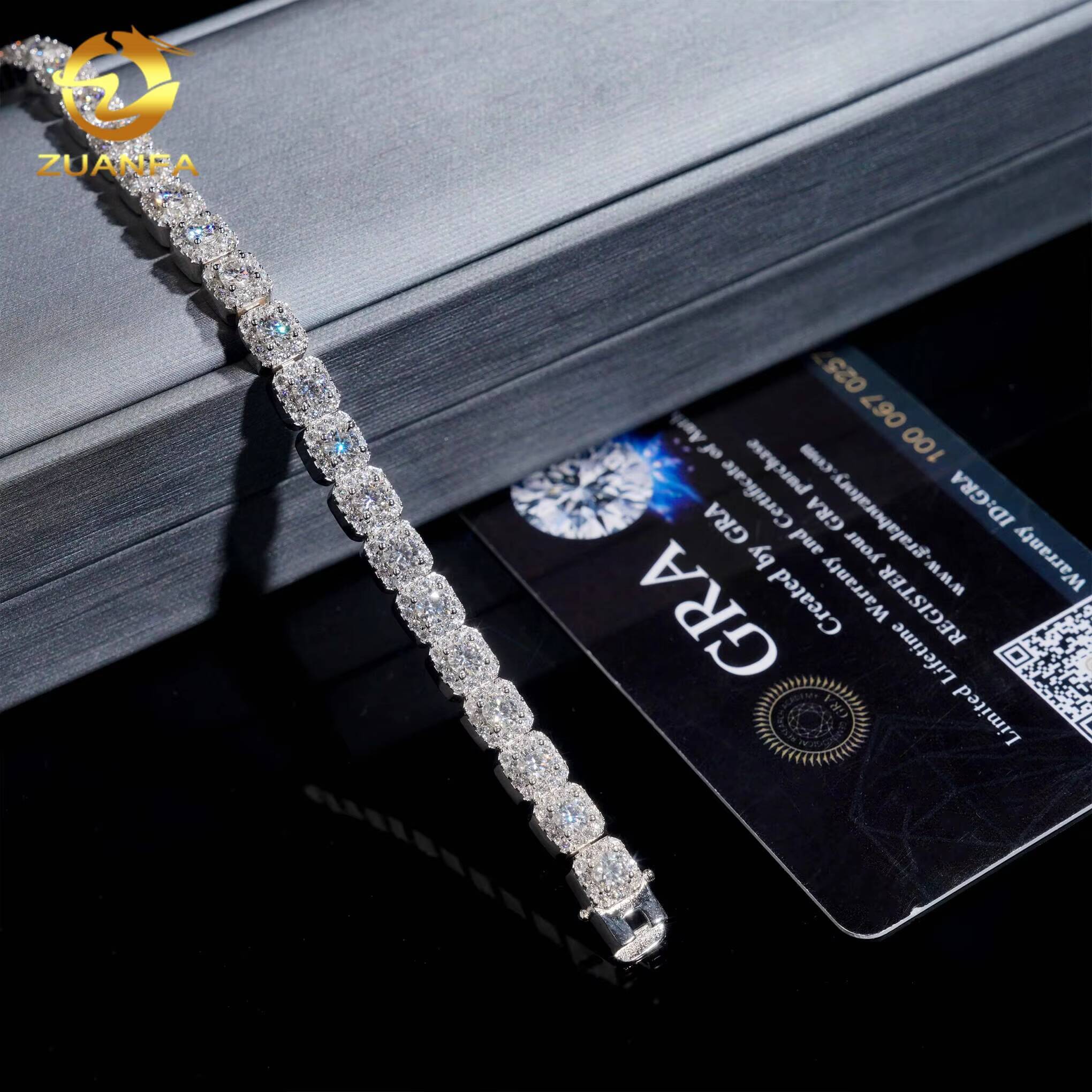 Custom Sparkling Cluster Bracelets 18k Gold Plated Silver VVS Gra Certified Moissanite Lab Diamonds Iced Out Men Bracelet