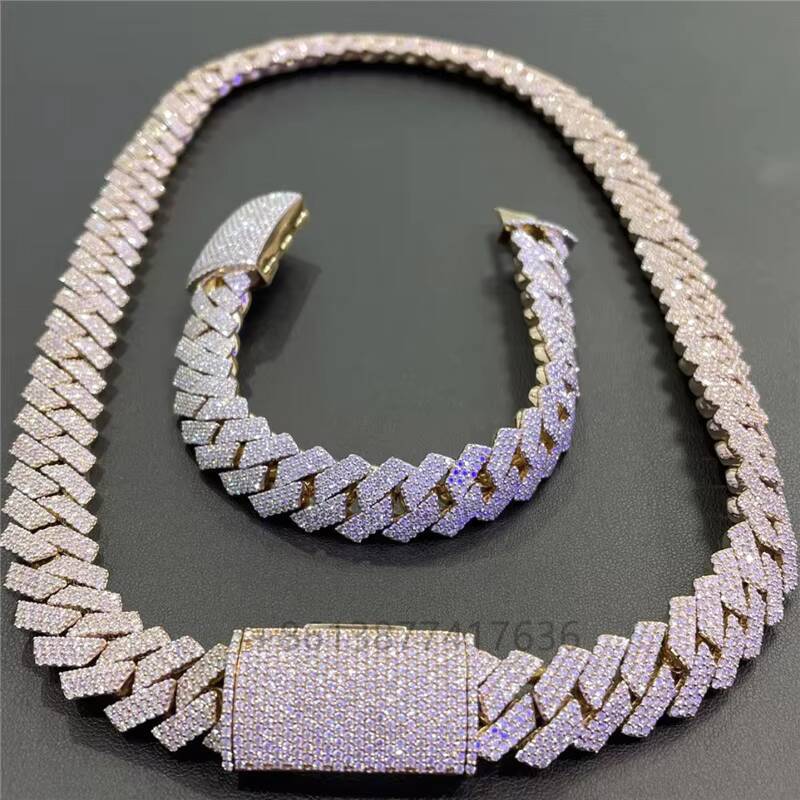 Zuanfa Custom Men Jewelry VVS Lab Diamond Iced Out Moissanite Cuban Link Chain
