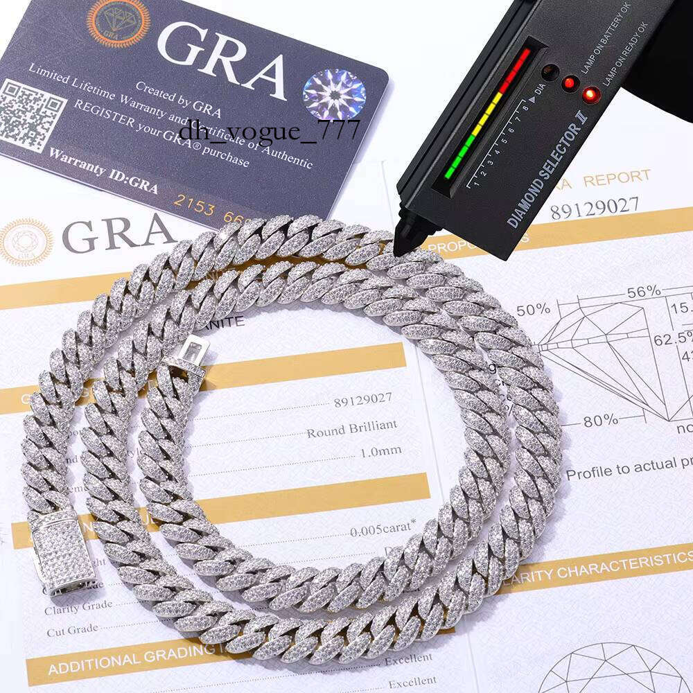 Hip Hop S Sier Moissanite Necklace Personality 10mm Bubble Cuban Chain Brand's Unique Accessory