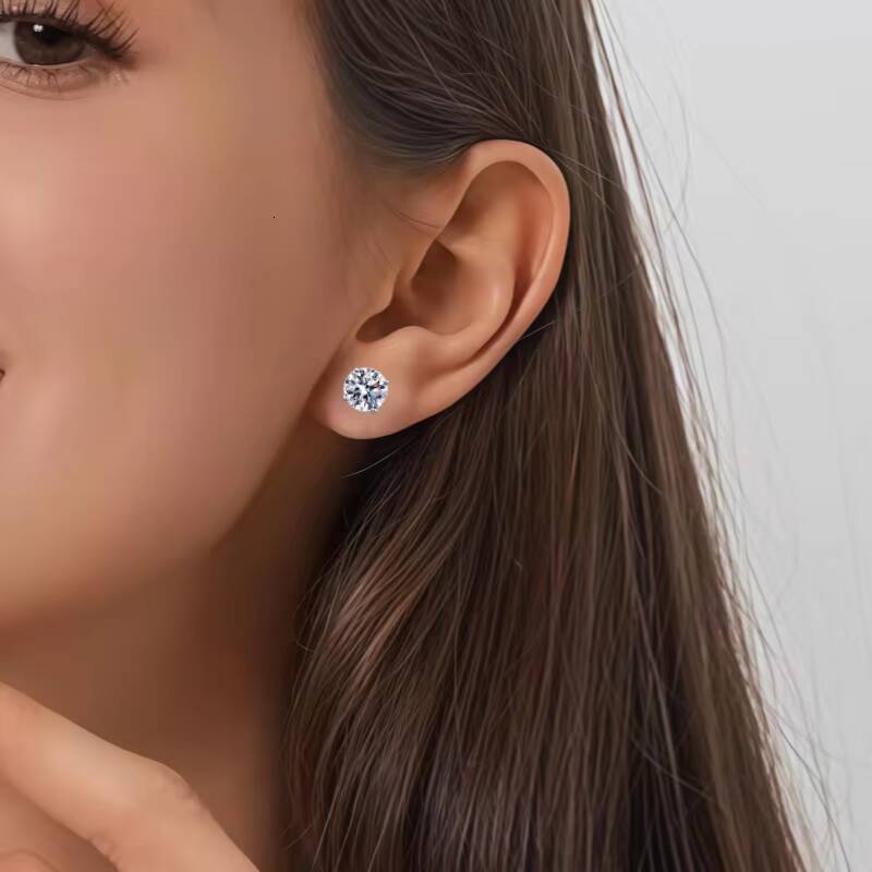 S925 Sterling Silver 03 05 10 Moissanites Unisex Stud Earrings Moissanite Single for Party Trendy Ear Accessories