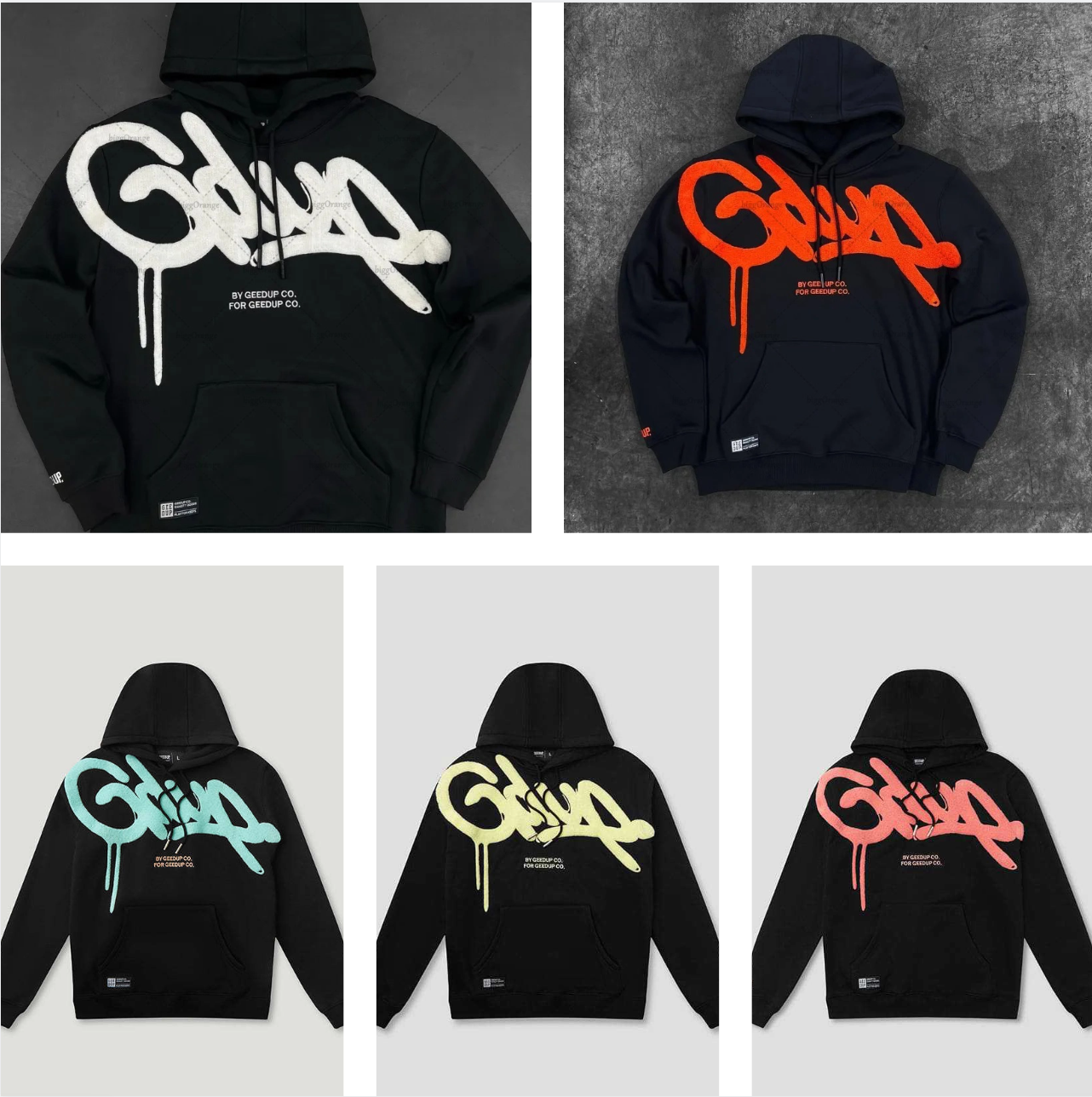 Designer hoodie Street GEEDUP letter embroidered hooded sweatshirt for both men and women, retro loose and versatile hoodie for the street