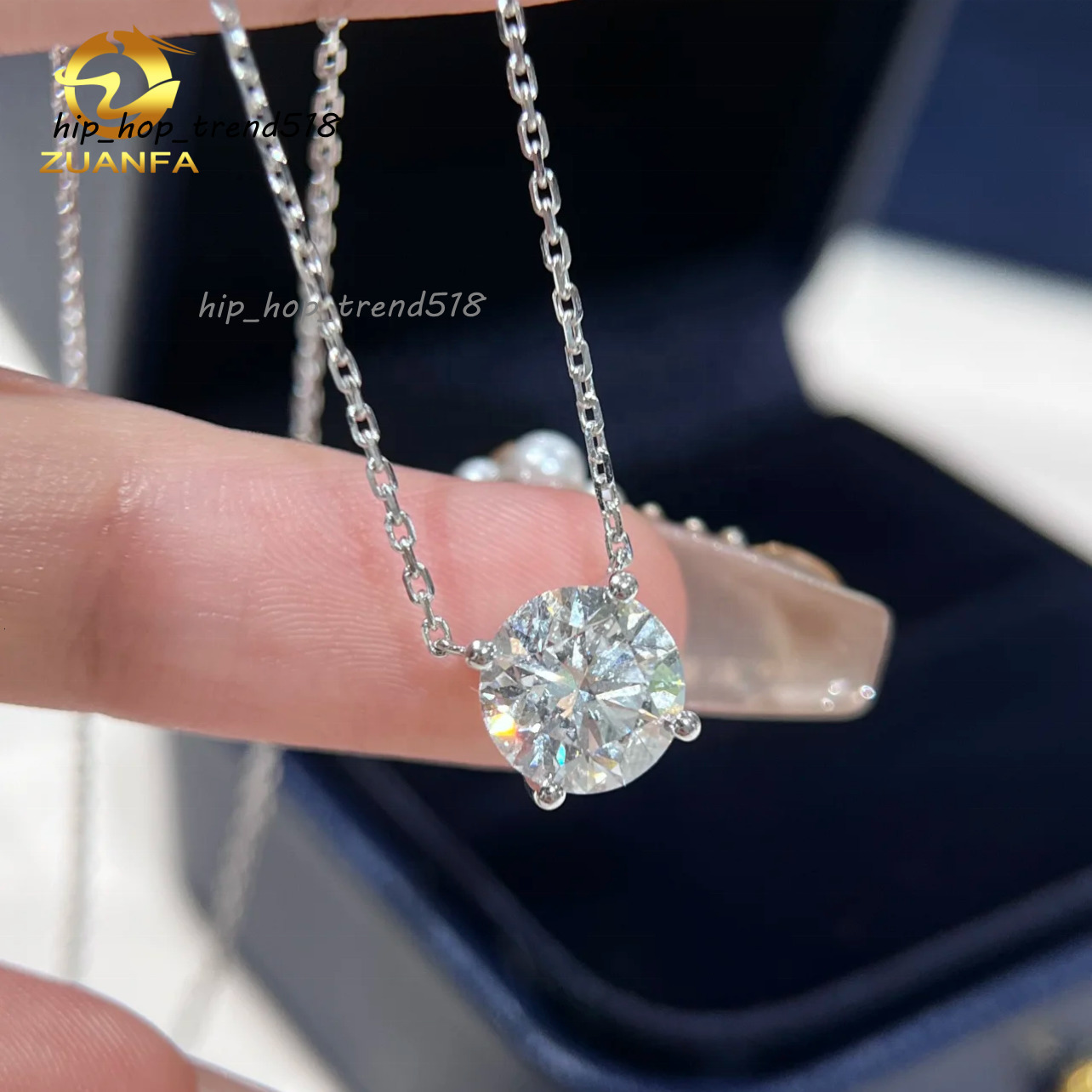 Women Classic Diamond Necklace 14K White Gold IGI Report Lab Diamond 1CT CVD Solitaire Necklace