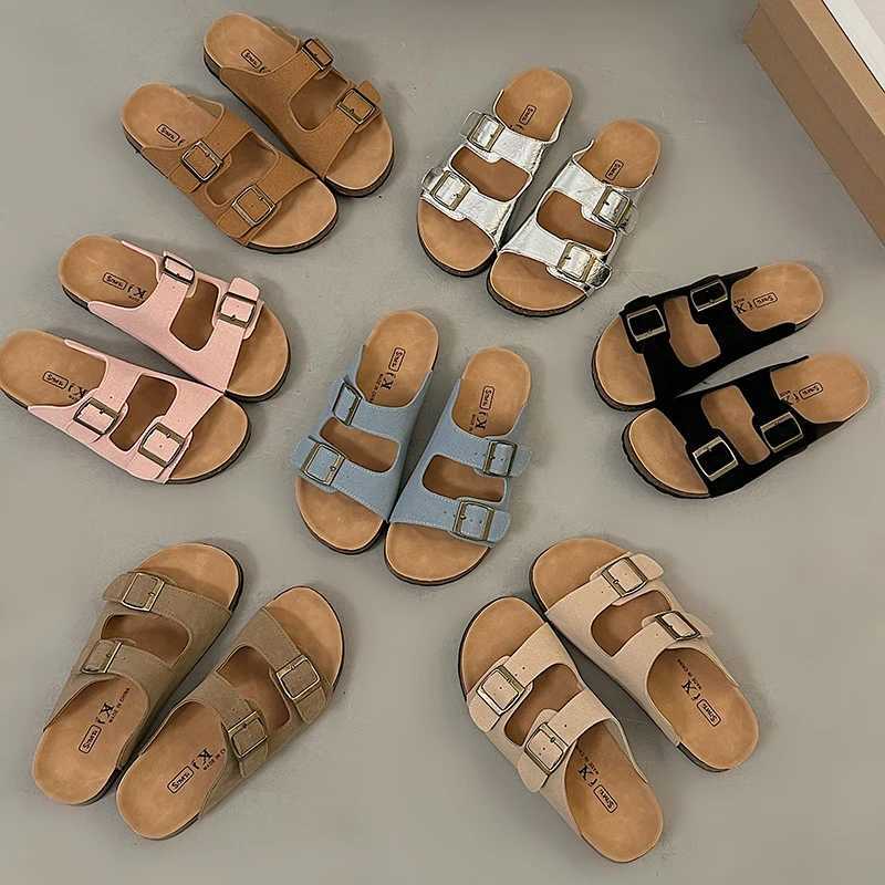 Fashion Cork Women Sandals New Soft Sole Suede Mules Slippers with Arch Support House Open Toe Flats Outdoor Beach Slide Shoes W250905