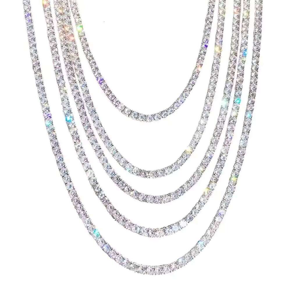 Men's Stylish Moissanite Tennis Chain Necklace and Bracelet Set Unique Sier Cuba VVS Ice Out Pop Jewelry Style