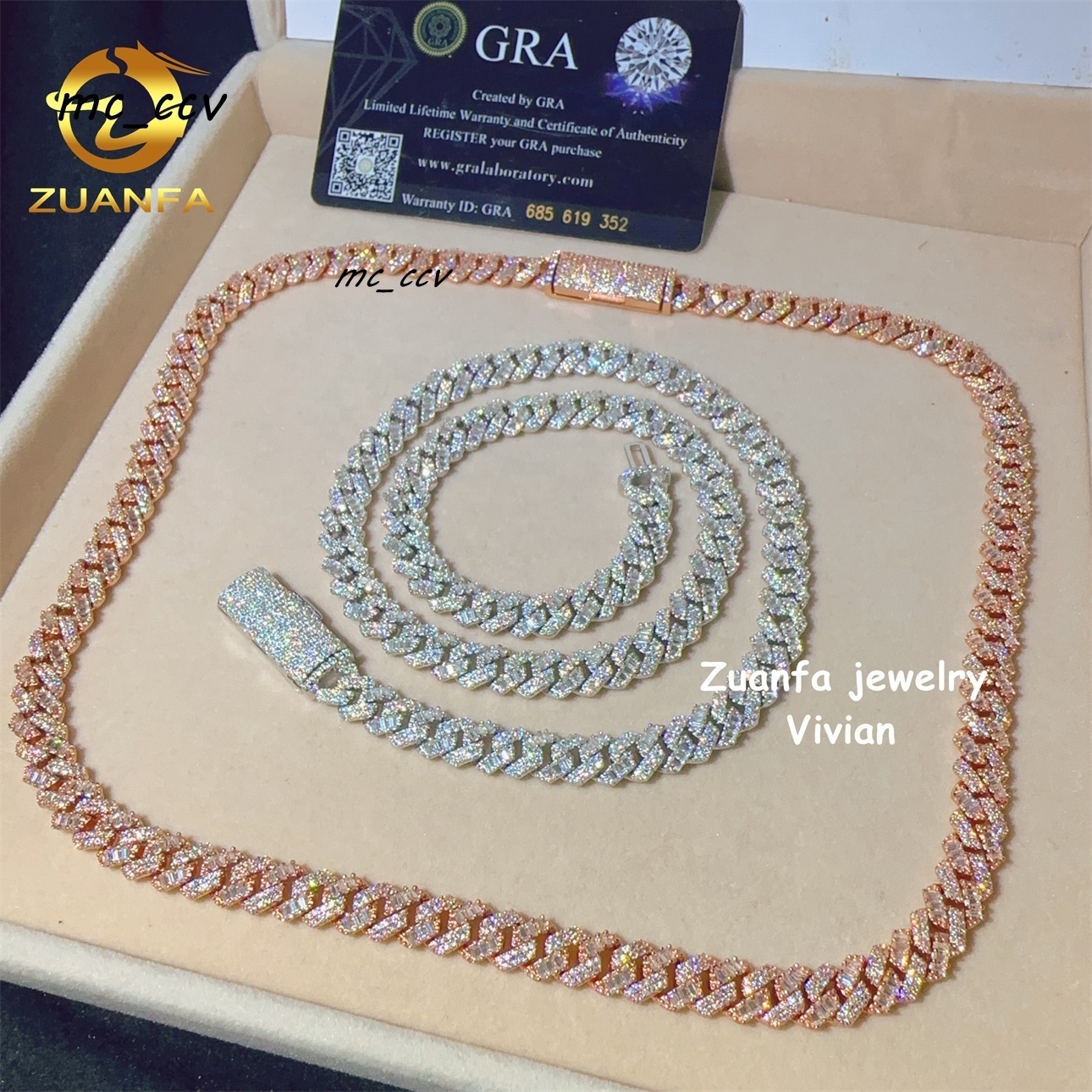 8mm D Color VVS Moissanite Diamond Iced Out Sterling Silver 925 Hip Hop Fine Jewelry Cuban Link Chain Necklace