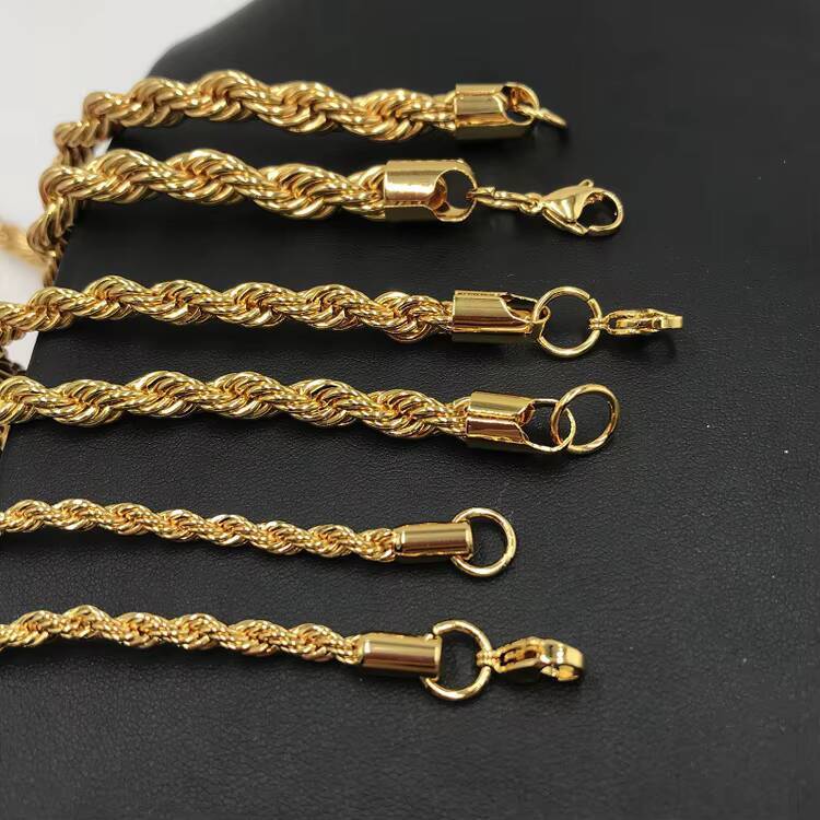 Wholesale Custom Size Stainless Steel Jewelry 3mm 4mm 5mm 6mm Hip Hop Gold Rope Chain Necklace