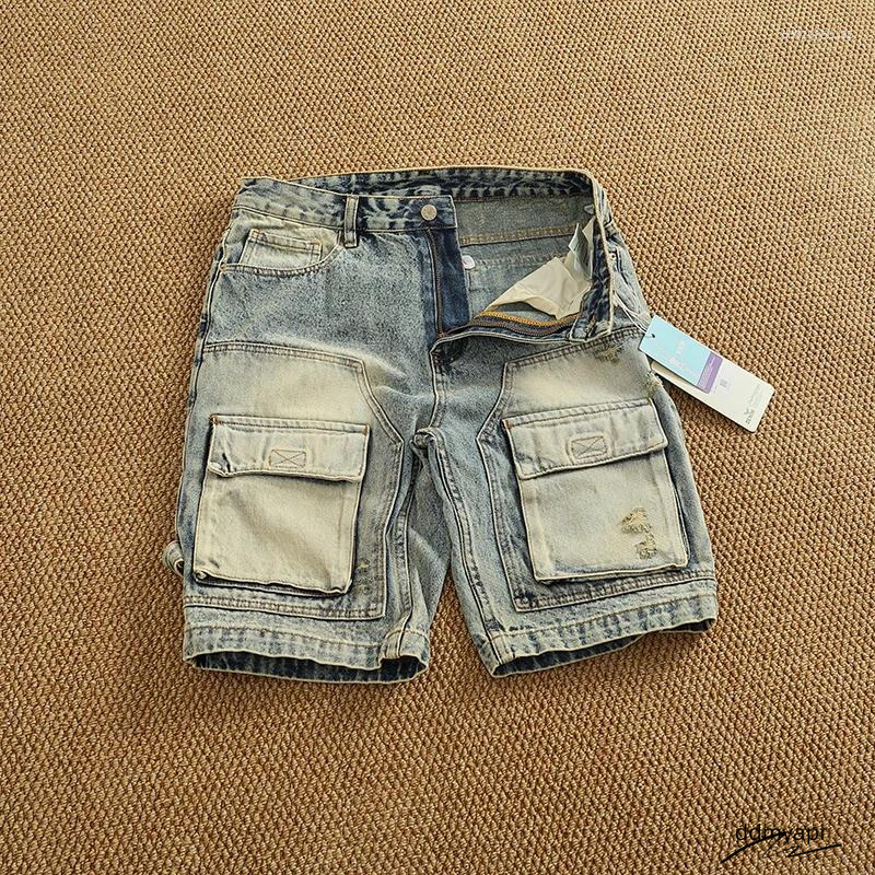 Men's Shorts Summer Denim Medium ddmydec Pants Fashion Men High Street Trend Baggy Multi-Pocket Cargo Quarter ddmydec ddmydec ddmydec ddmydec