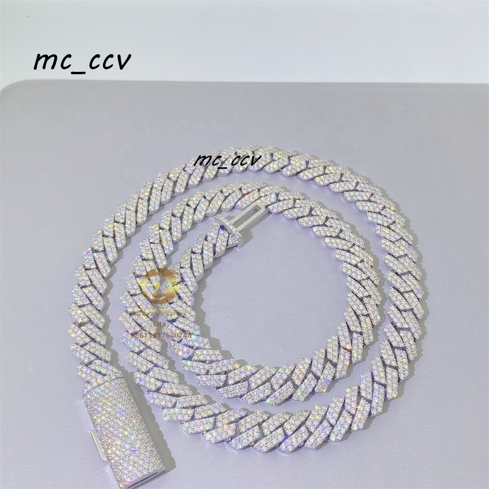 Fashion Hip Hop Jewelry Custom 925 Sterling Silver Iced Out 10mm 12mm Moissanite Cuban Link Chain Bracelet for Men Women