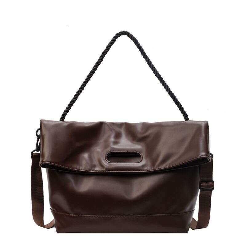 Minimalist Brown Soft Leather Commuter Tote With Western Design Crossbody 2024 Solid Color New Single Shoulder Bag For