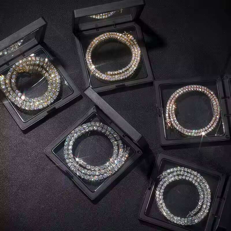 Men's Stylish Moissanite Tennis Chain Necklace and Bracelet Set Unique Sier Cuba VVS Ice Out Pop Jewelry Style