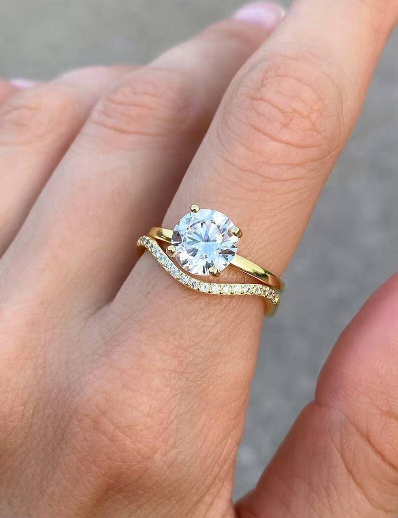 Silver S925 Wedding and Engagement Rings for Women Lab Diamond Solitaire Ring 10k14k18k925 Silver Casual Rings for Ladies