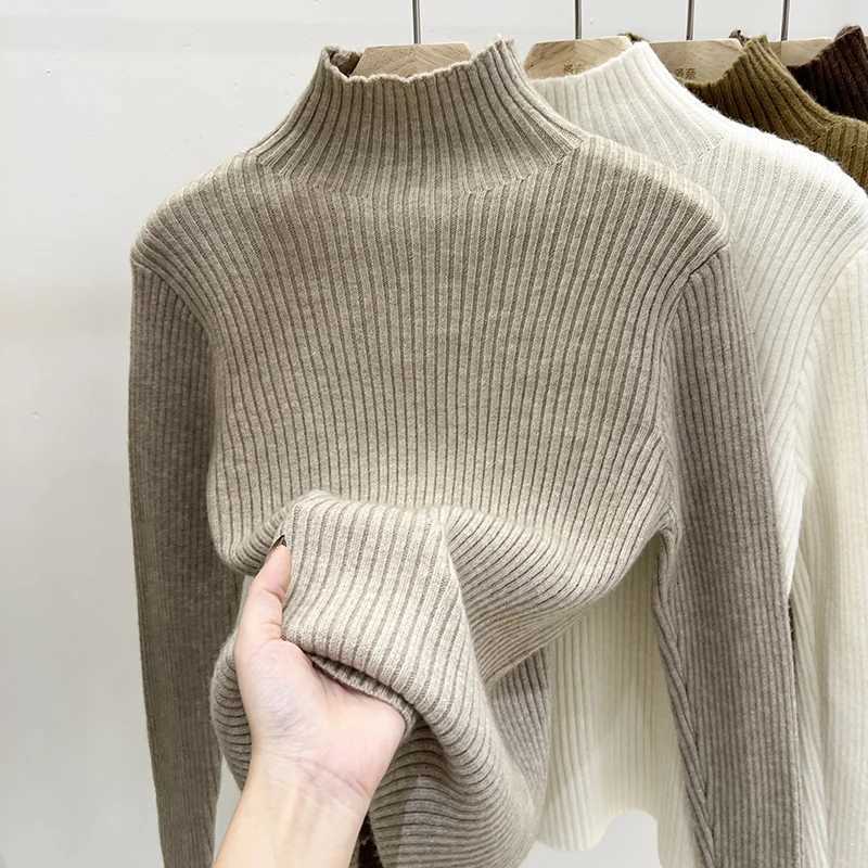 2025 Women Autumn Winter Solid Color Base Layer Top Warm Knitted Turtleneck Sweater Korean Style Long Sleeves Versatile Pullover Z250905