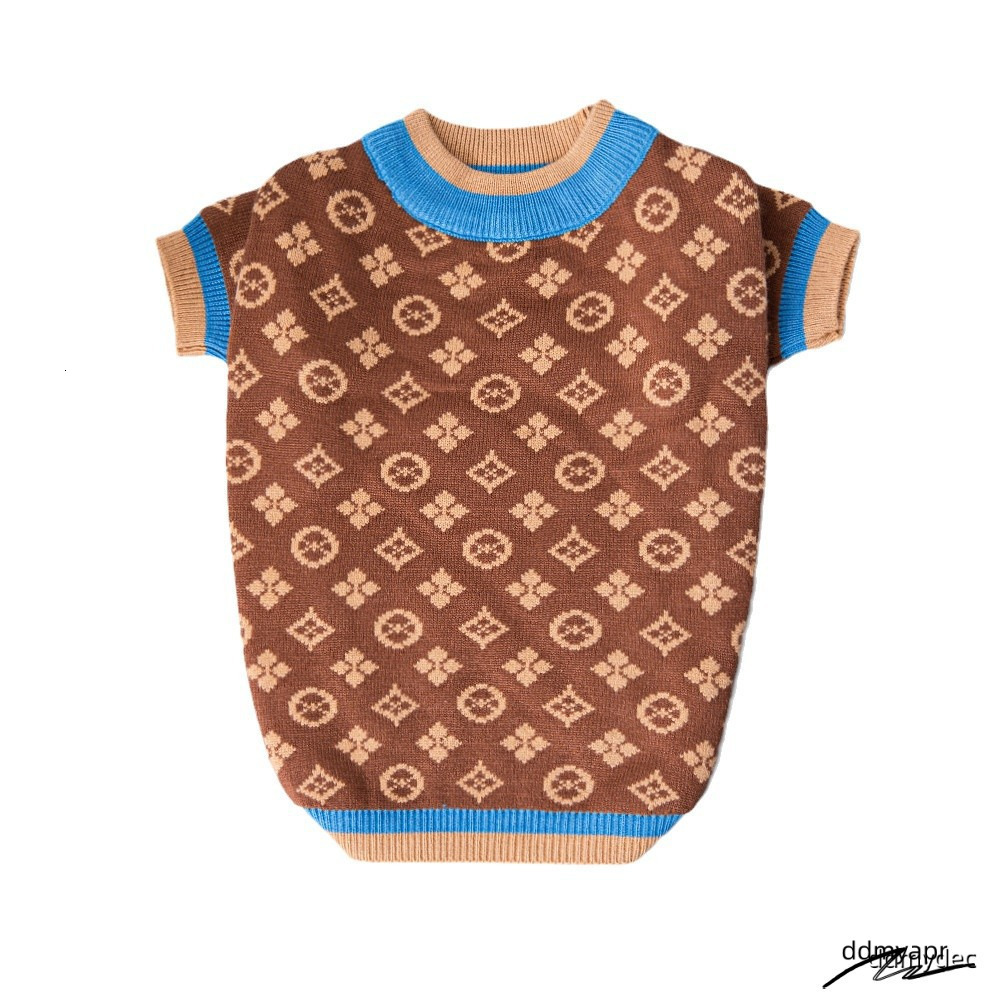 Dog Sweaters Small Medium Ddmydec Dogs Fall Classic Knitted Flower Pattern Puppy Holiday Winter Coat Clothes For Female Girl Male Boy Warm Brown XXL