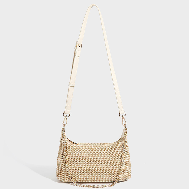Luxury Brand Designer Bag Women's Straw Woven Single Shoulder Chain Small Bag Chain Summer Essential Casual High-Quality Bag Single Shoulder Unde