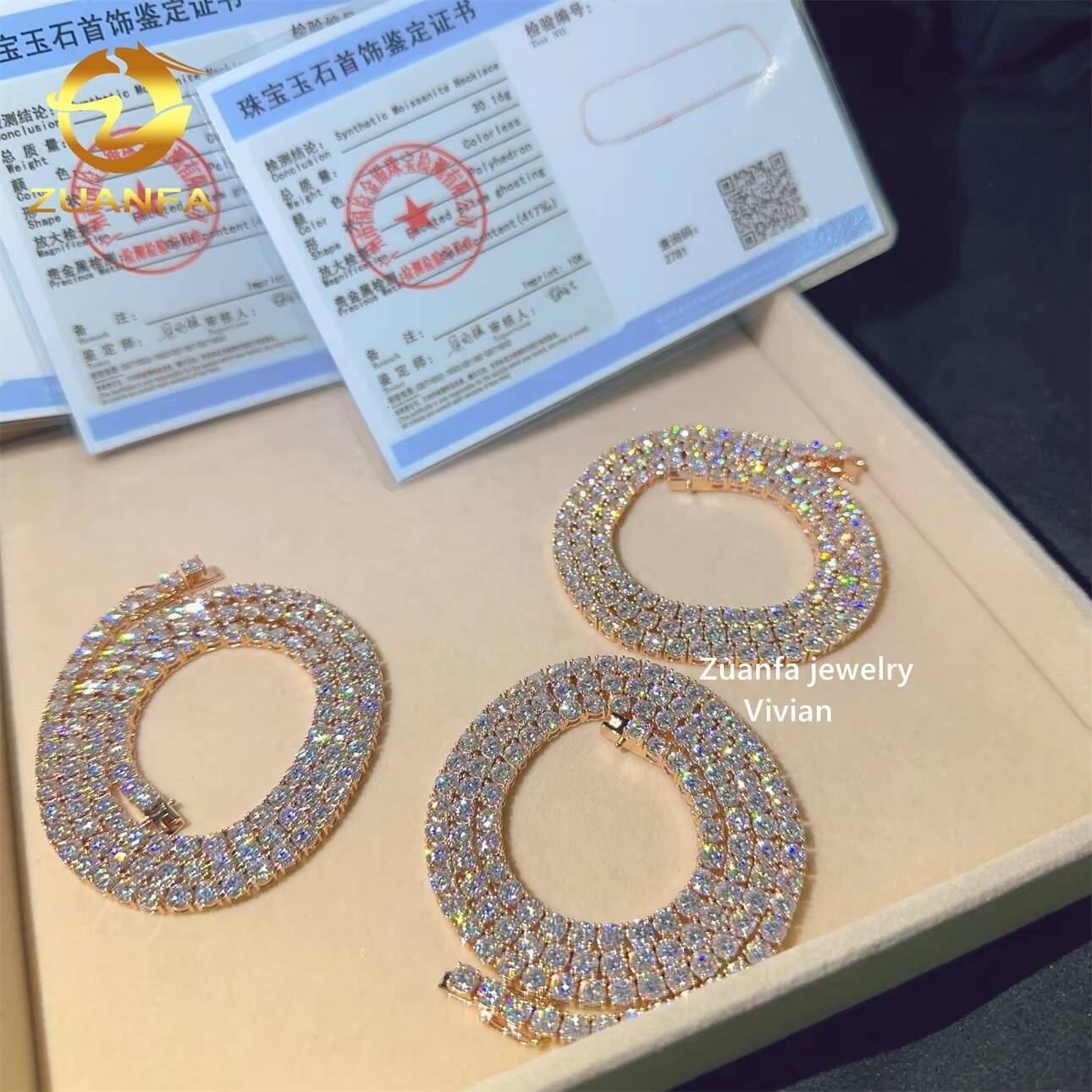 Fine Jewelry 4MM Customized 10K Real Gold D Color VVS Moissanite Diamond Men Women Moissanite Tennis Chain Necklace