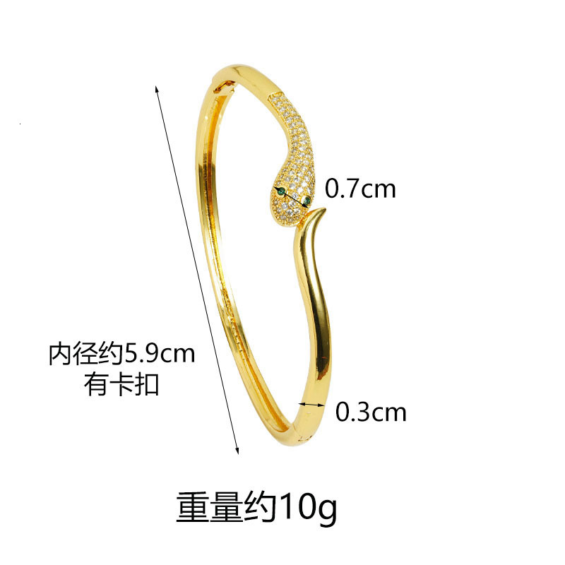 Vieam Gold Filled Bracelet with Dia Inlay, Snake Shape Clasp, Women's Niche Light Long-lasting Jewelry