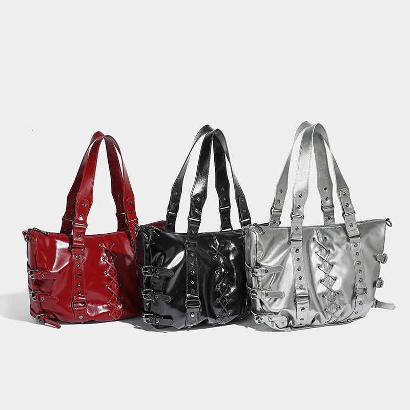 Decor Design Vintage Womens Handbag Fashion High End Laceup Punk Motorcycle Bag Ladies Large Capacity Travel Bag Z250903