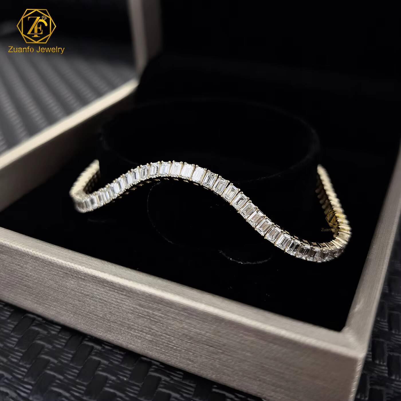 Customized Lab Diamond Tennis Chain Bracelet 10K 14K Yellow Gold Lab Grown Diamond Tennis Bracelet for Women Men