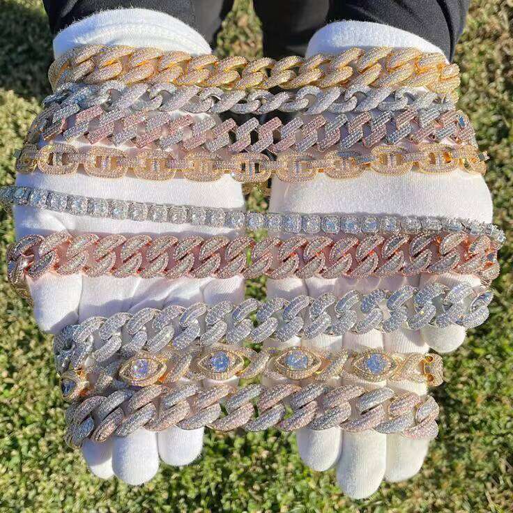 Custom Vvs Baguette Moissanite Pass Dia Test Iced Out Hip Hop Sier Necklace Cuban Chain Fine Jewelry Men 16mm 18mm 20mm