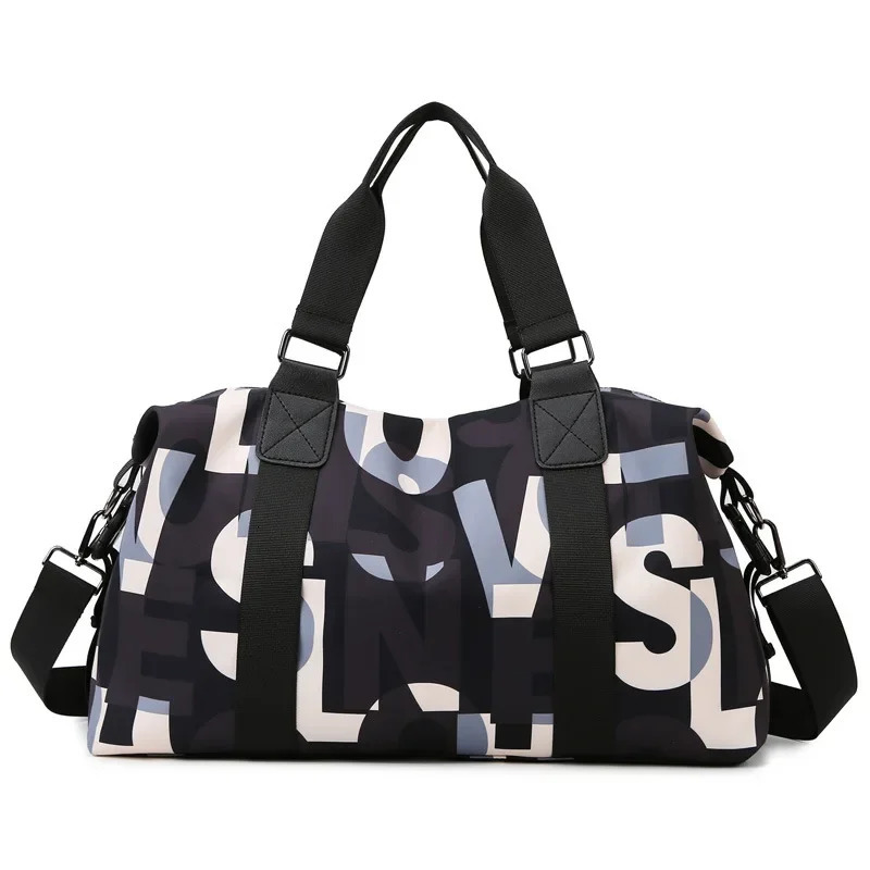 Womens Portable Travel Bag Lightweight Large Capacity Sports and Fitness Bag Letter Waterproof Oxford Cloth Bag Luggage Bag 250903
