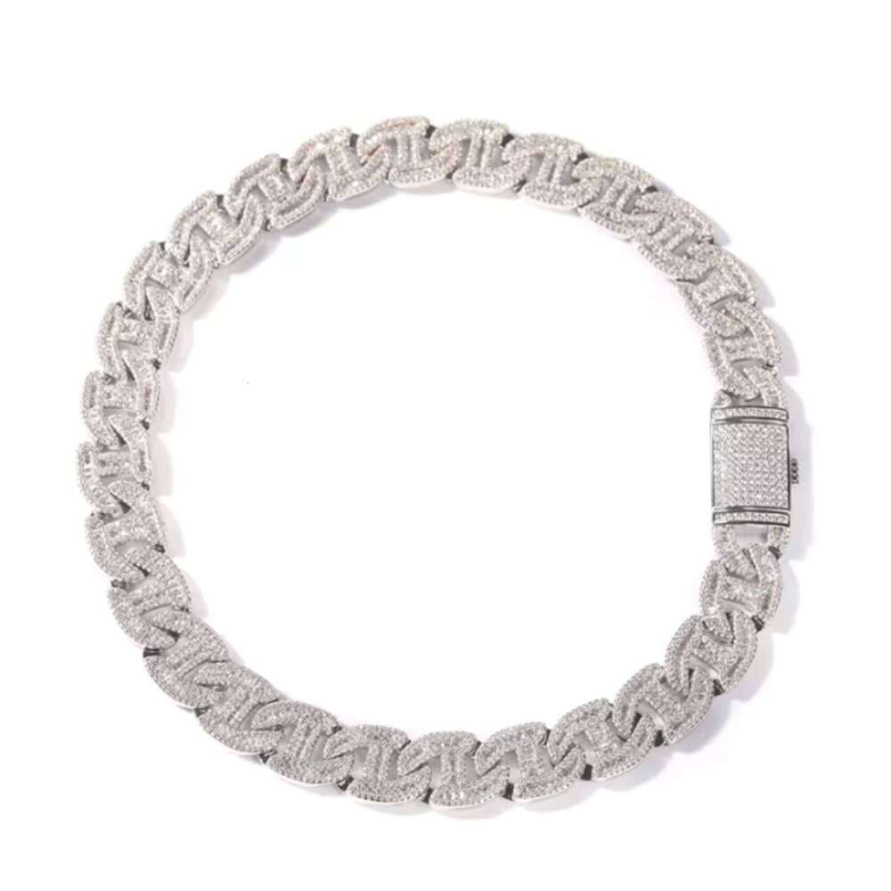 Customized 14mm Cuban Link Dia Chain Best Quality Moissanite with VVS Clarity Available in Yellow White Rose Gold