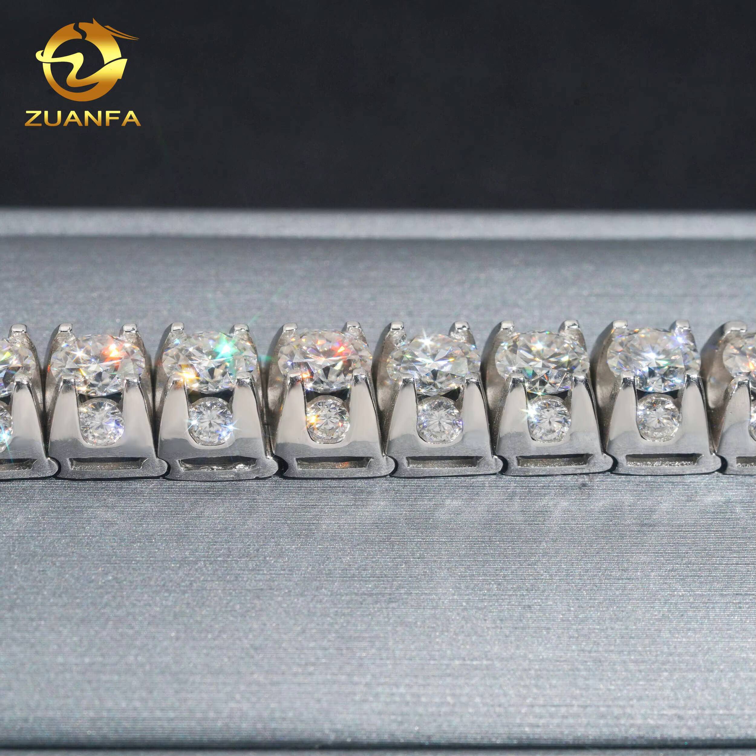 Ready to Ship Christmas Gift Men Fashion Unique Design Sterling Silver 925 65MM Side Iced Tennis Bracelet Diamond Moissanite