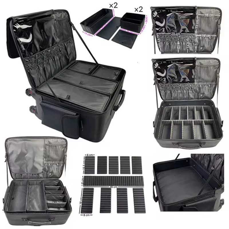 Makeup Bag Cosmetic Suitcase Large Size Storage Trolley Case Multilayer Embroidered Travel Luggage Beauty Manicure Carry On Bag Z250905