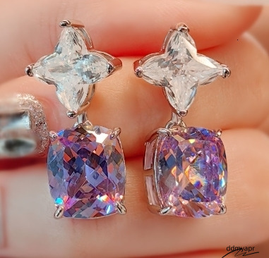 Kunzite Ice Flower Cut High Carbon Stud Jewelry ddmyday Purple Dia High-End Earrings For Women250710