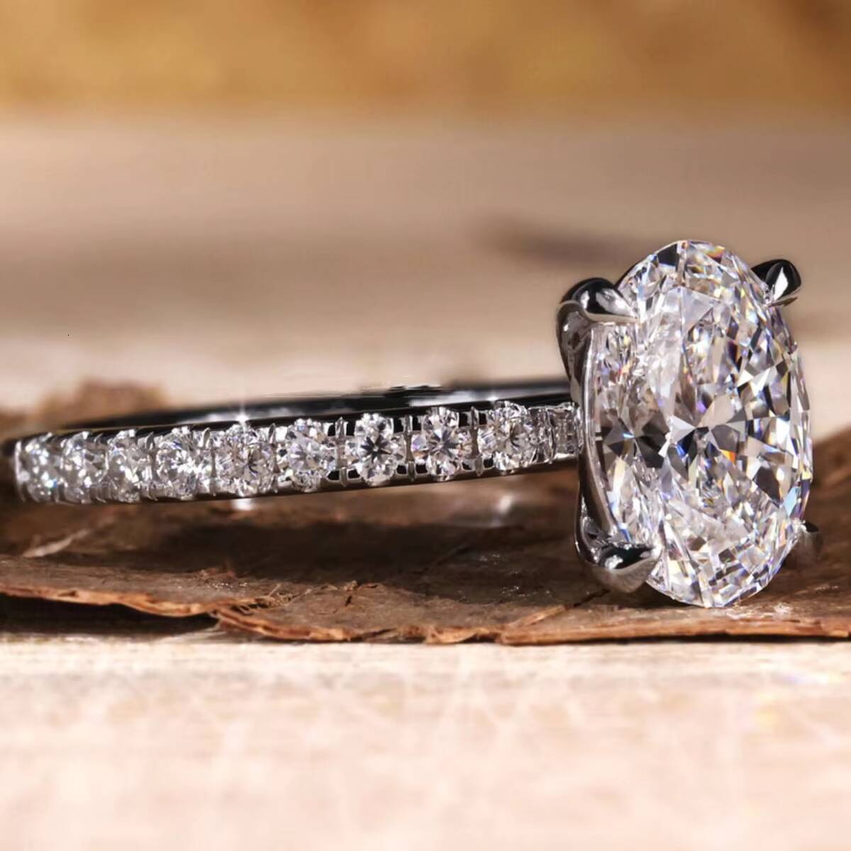 Gia Igi Certified Cvd HPHT Lab Grown Created Diamond 14k 18k Solid Gold Oval White Gold Rings Engagement Ring Jewelry for Women