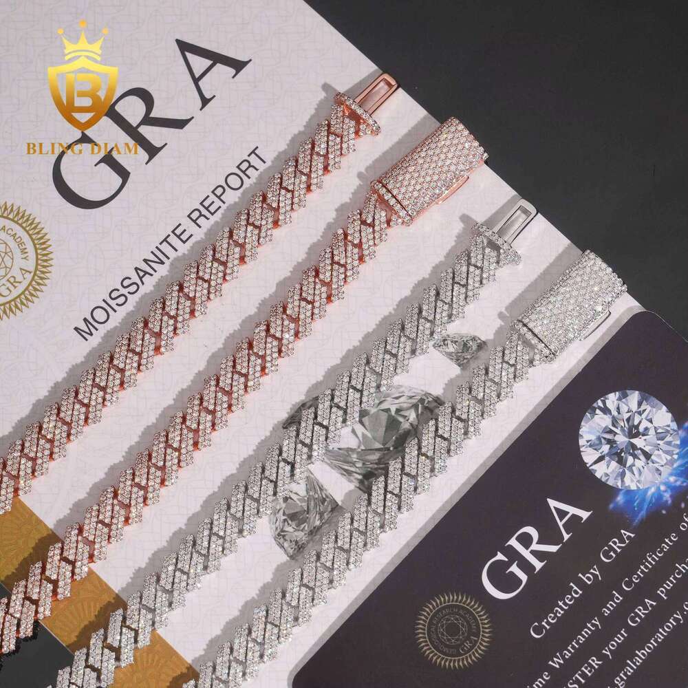 Hot Sale Fine Jewelry Sterling Sier 8mm Hip Hop Dia Iced Out Moissanite Cuban Link Chain