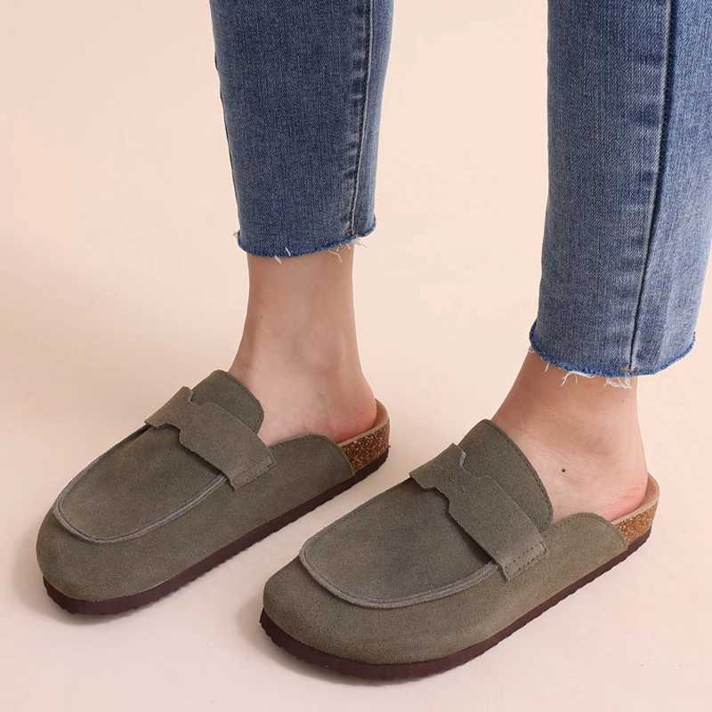 Smile Summer Fashion Women Mules Cork Clogs Slippers New Men Suede Clogs Slippers Outdoor Beach Sandals Nonslip Home Shoes Women W250905