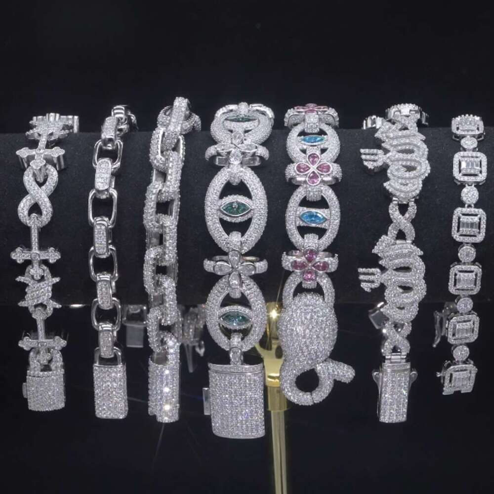 Hot Selling Hip Hop Jewelry 6mm 8mm 10mm Sterling Sier 14K Gold Iced Out Link Moissanite Cuban Bracelet