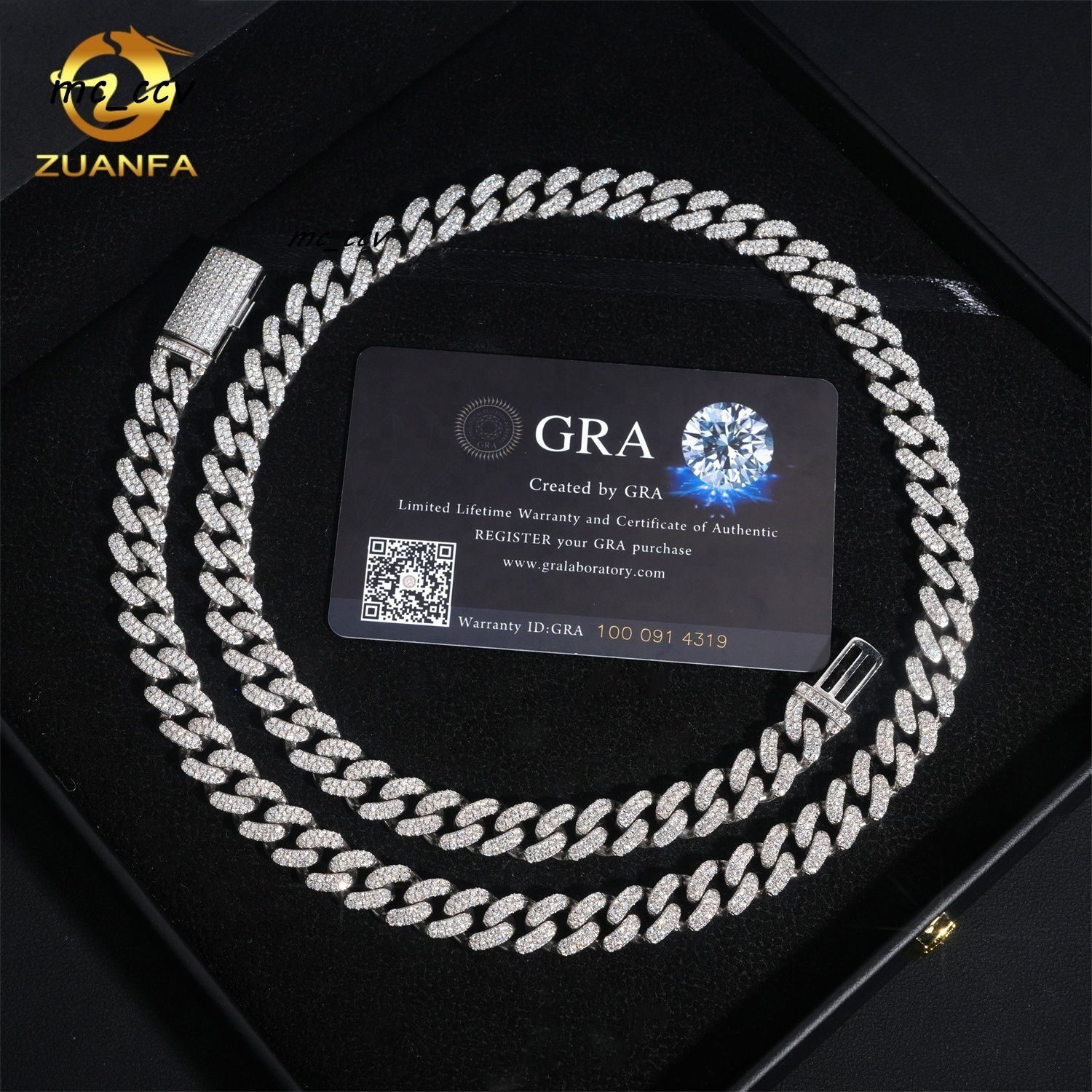 Hip Hop Style GRA Certificate High Quality 925 Sterling Silver Iced 10mm Moissanite Cuban Link Chain Necklace