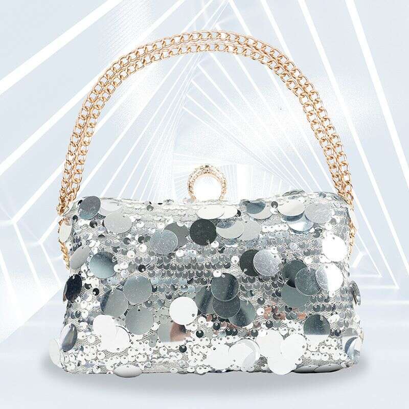 Bags New Sequin Evening Handbag Pearl Chain Women's High-Grade Sense Dress Bag Large Capacity Clutch