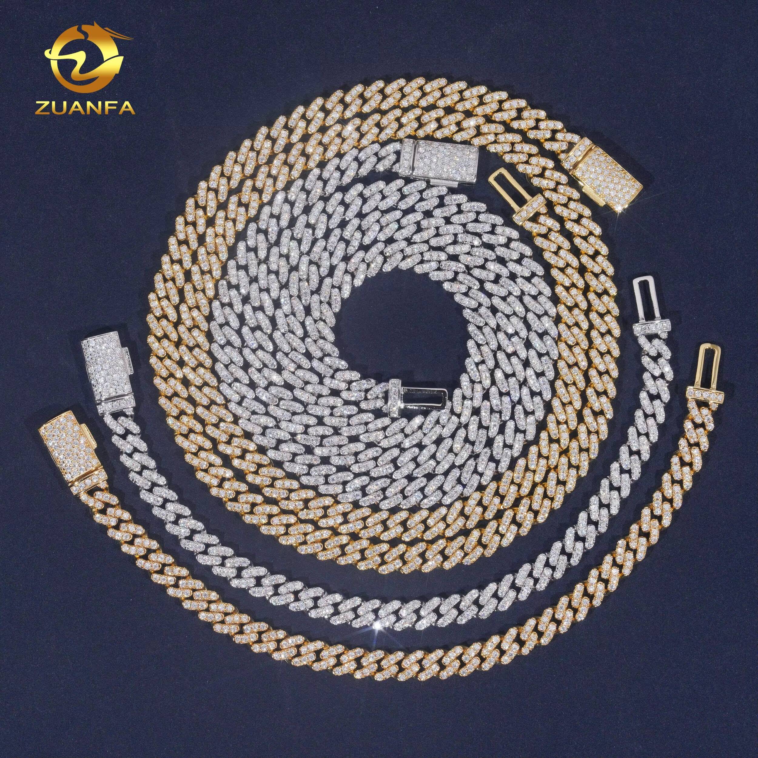 Hot Sale 6mm Custom Hip Hop Jewelry Necklace Iced Out Diamond 925 Sterling Silver VVS Moissanite Cuban Link Chain Bracelet