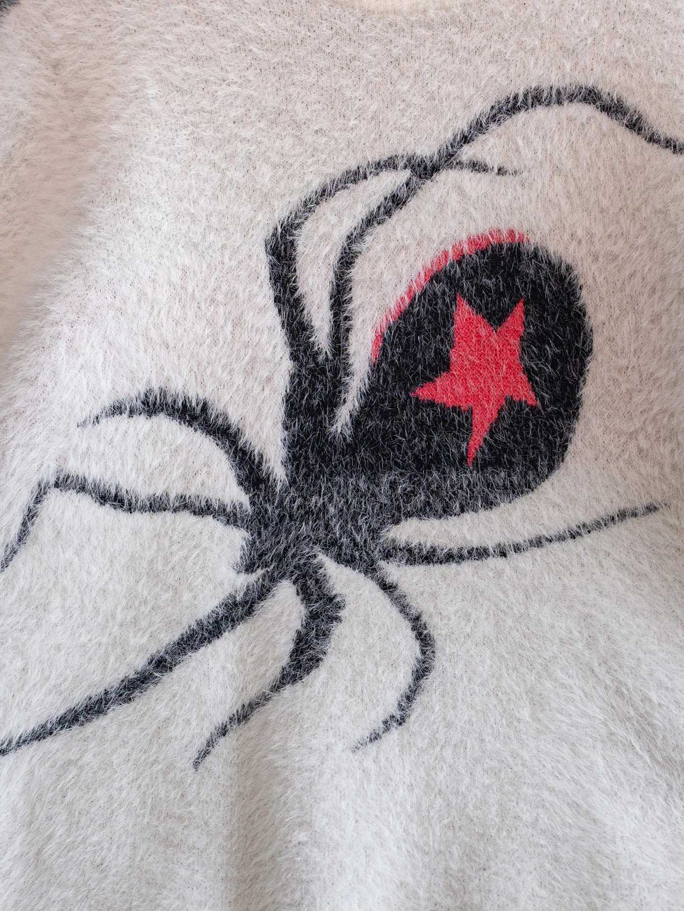 street style five pointed star spider imitation mink fur sweater knitted pullover suitable for Halloween in spring autumn Z250905