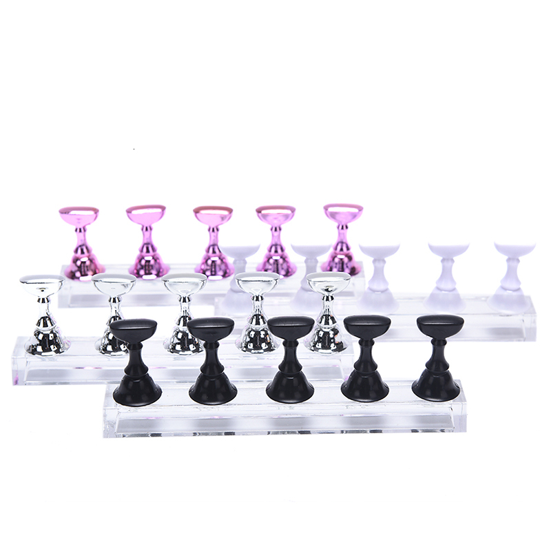 1Set Magnetic Nail Holder Practice Display Stand Nail Polish Acrylic Crystal Showing Shelf Nail Art Tool Colorful Nail Polish