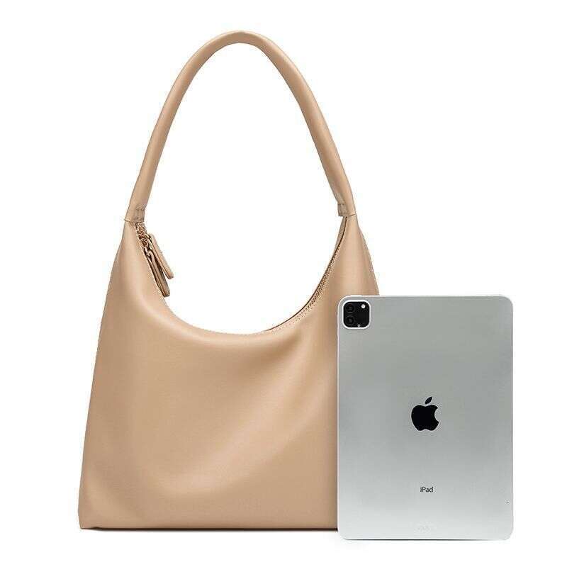 Underarm for Women 2025 Korean Style New Milk Tea Color Simple Handheld Soft Leather Dumpling Bag