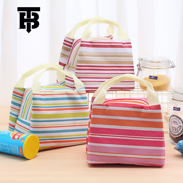 TB BHULAMTE Designer Luxury Bag Bag Factory Direct Cute Colorful Striped Square Ice Pack Korean Insulated Bag Lunch Box Bag Bento Bag With Lunch Bag