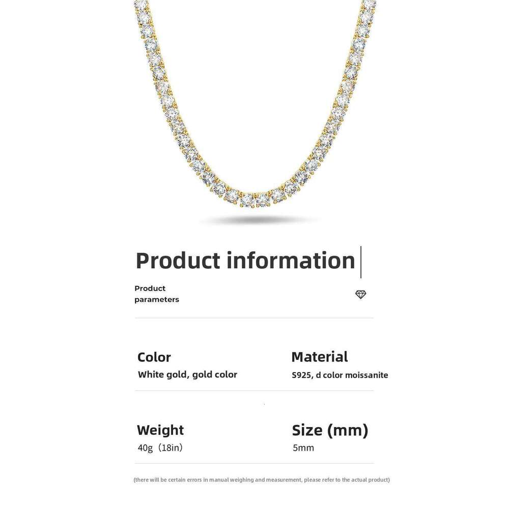 Wholesale Sier Moissanite Tennis Necklace with 5mm Chain GRA Certified Jewelry