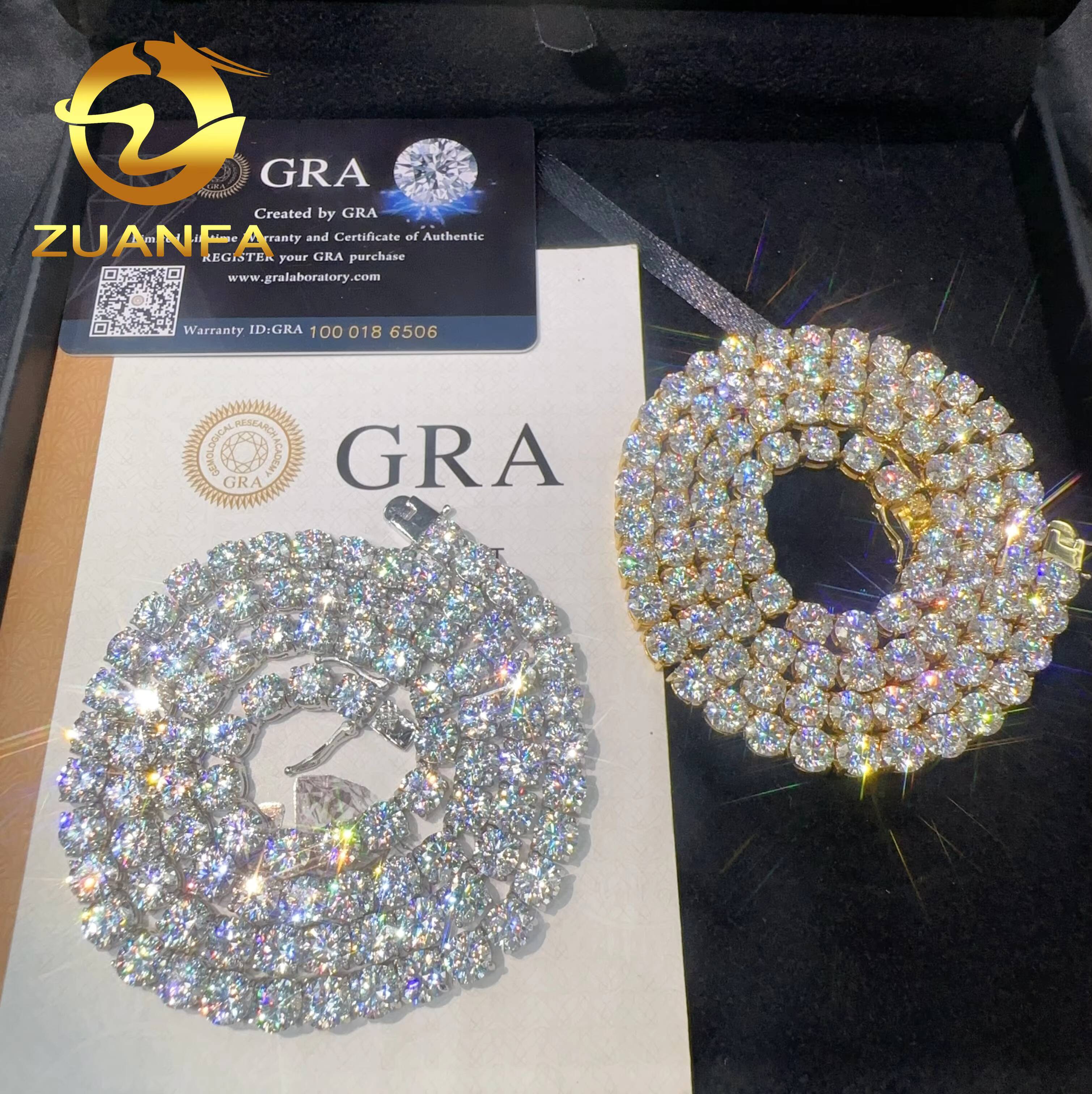 Hot Selling 65mm Moissanite Tennis Chain Pass Diamond Test Round Brilliant Cut 925 Silver Tennis Necklace Chain