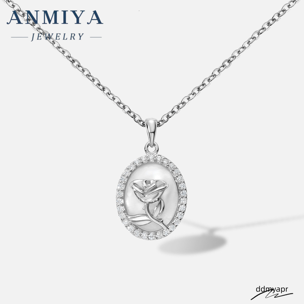 Vintage Rose Round Shape ddmyday Zircon Sterling Sier Link Chain Fashionable Flower Pattern Necklace For Girls ddmyday ddmyday ddmyday ddmyday