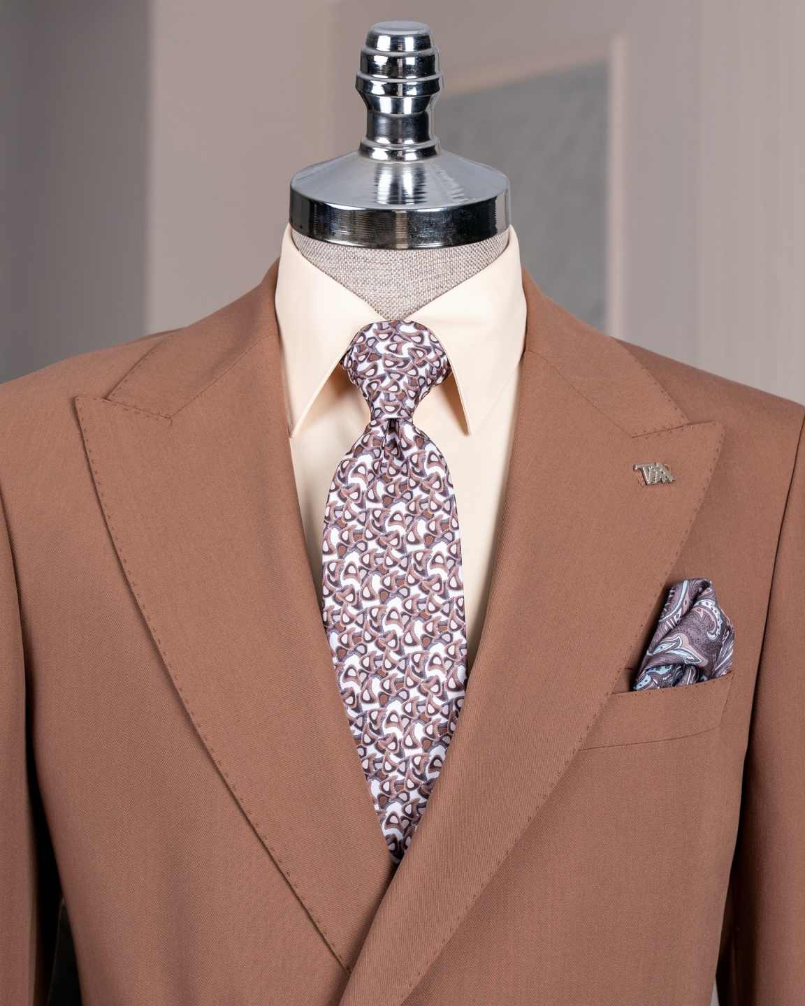 Two Pieces New Style Korean Commuter men's Suit Set Fashionable Personality Western Style Jacket Brown Professional Jacket+Pants