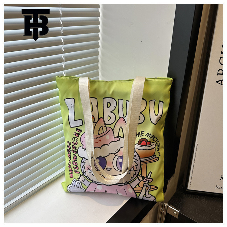 Fashion Labubu Printed Women's Canvas Bag Free Shipping Designer Luxury New Style Shoulder Bag Large Capacity Commuting Handbag Casual Shopping B