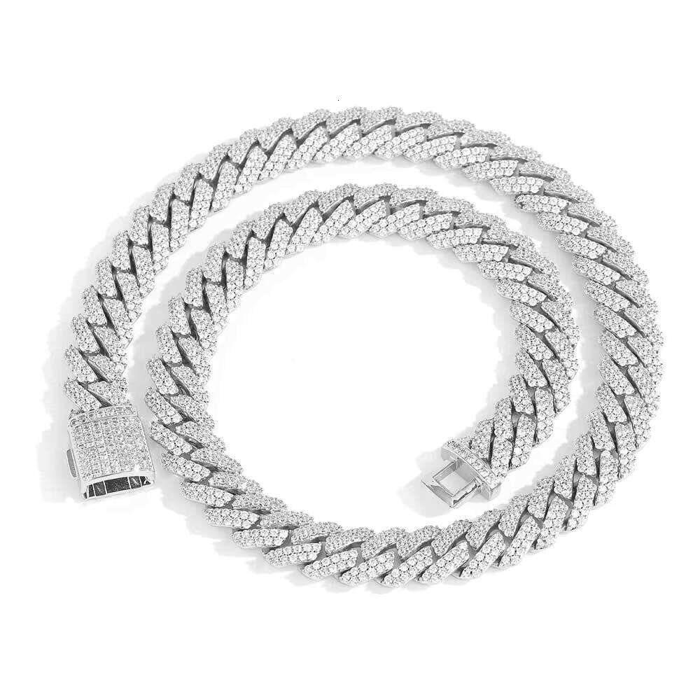 Iced Out Vvs Moissanite Dia Sterling Sier Miami Link 12mm Moissaite Cuban Chain for Men