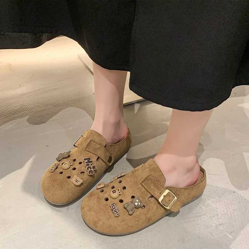 New Women Suede Clogs Slippers Soft Insole Sandals with Arch Support Shoes Outdoor Beach Suede Clogs Slippers Women Sandals W250905