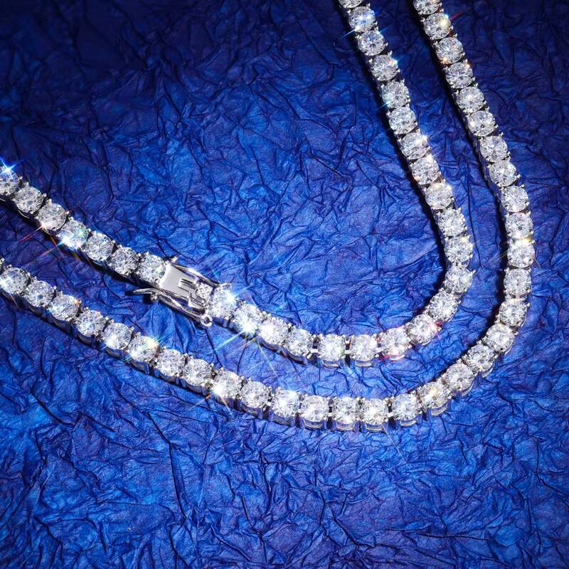 GZYS JEWELRY High Quality 5mm Wide 18k Gold Plated Tennis Chains 925 Silver Iced Out