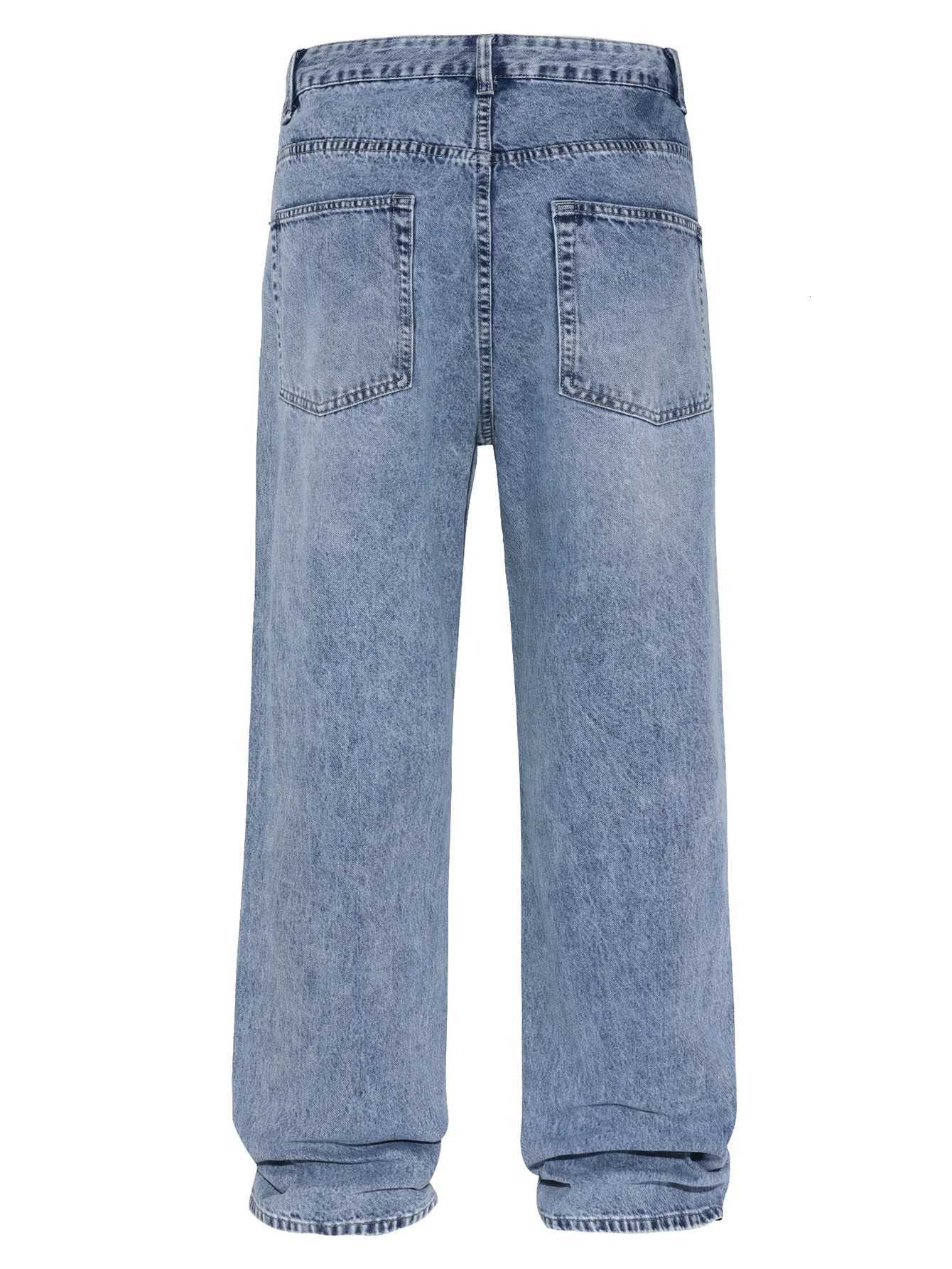 Mens Loose Fit Denim Jeans Vintage Light Blue Wash Comfortable Casual Pants for Everyday Wear Trendy and Stylish W250905